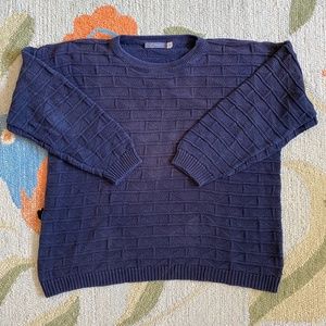 VTG I L. Etienne I Navy Blue Geometric Cotton Crewneck Sweater